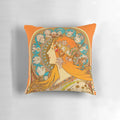 Zodiac (1896) by Alphonse Mucha - Art Nouveau style decorative pillow with celestial and astrological motifs