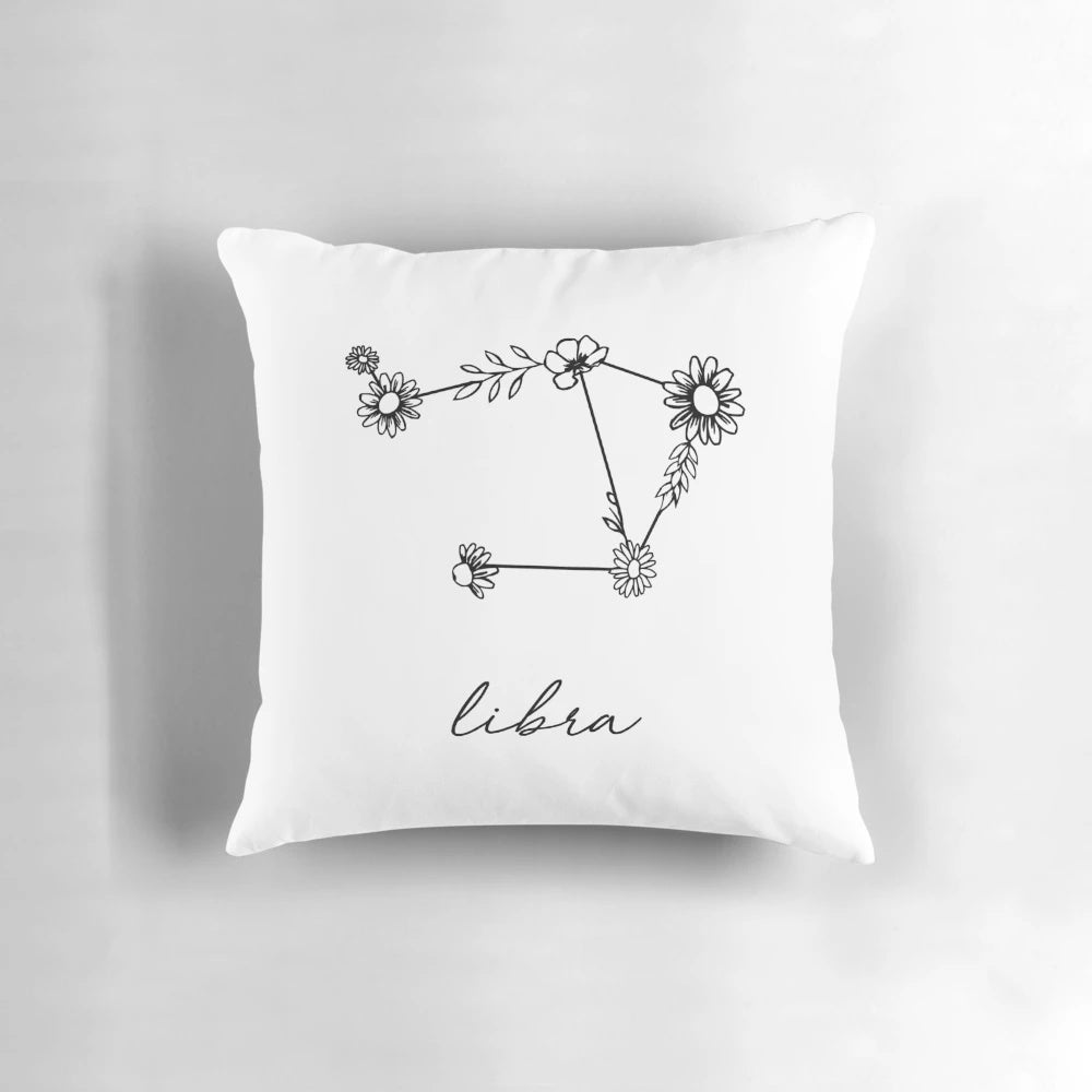 Zodiac wildflower constellation decorative pillow