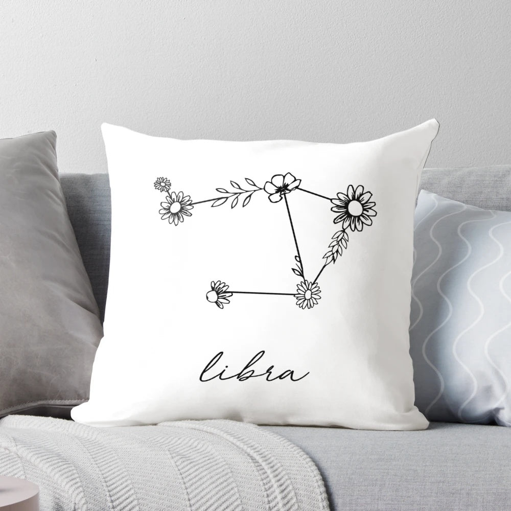 Zodiac wildflower constellation decorative pillow