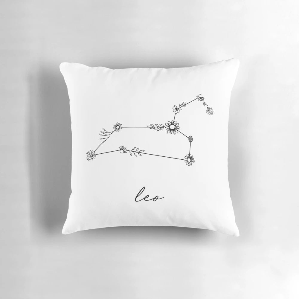Zodiac Wildflower Constellation Decorative Pillow