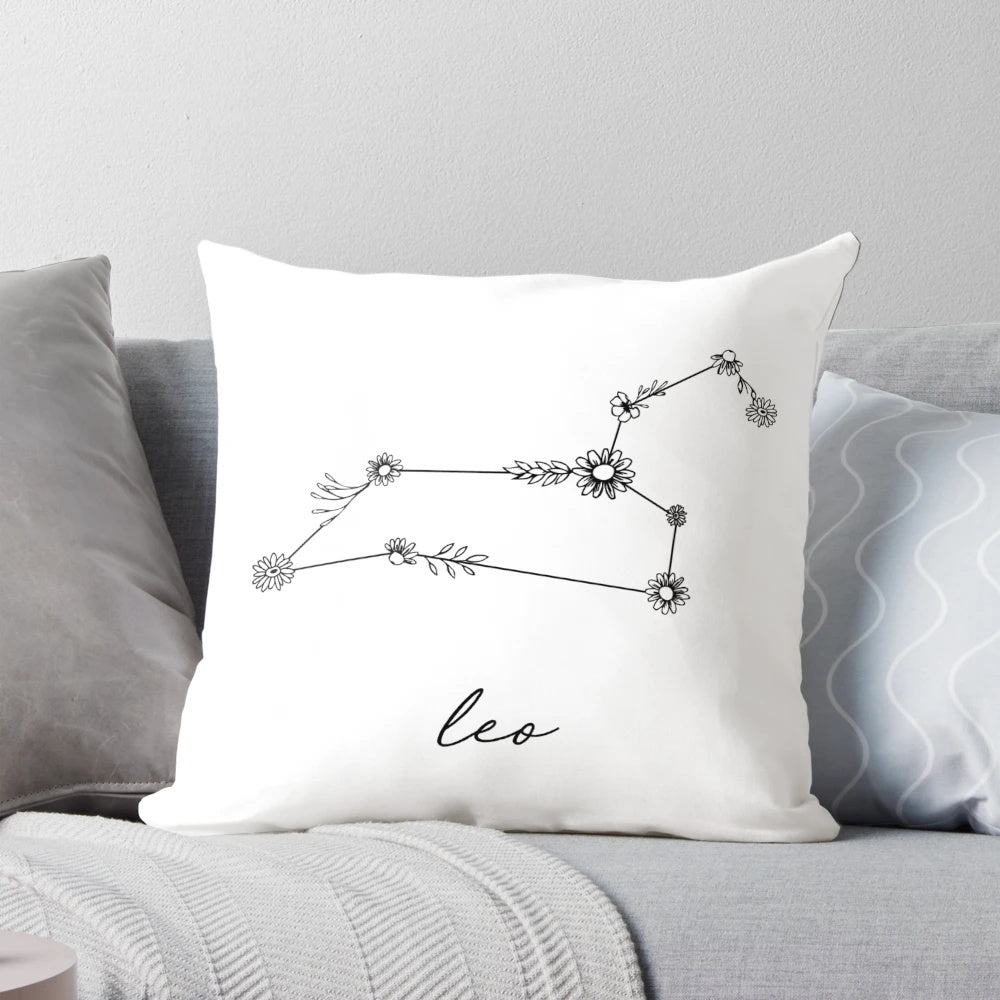 Zodiac Wildflower Constellation Decorative Pillow