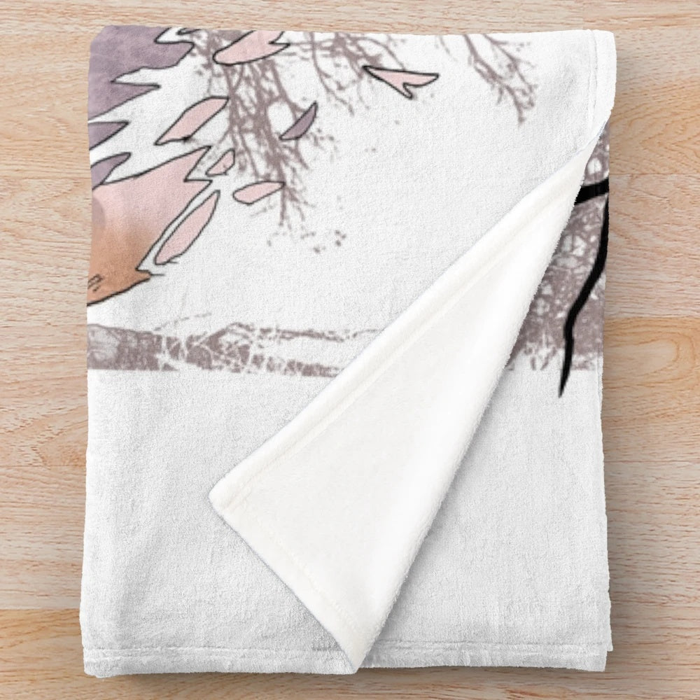 Walking Dead characters Lee and Clementine on a plush blanket