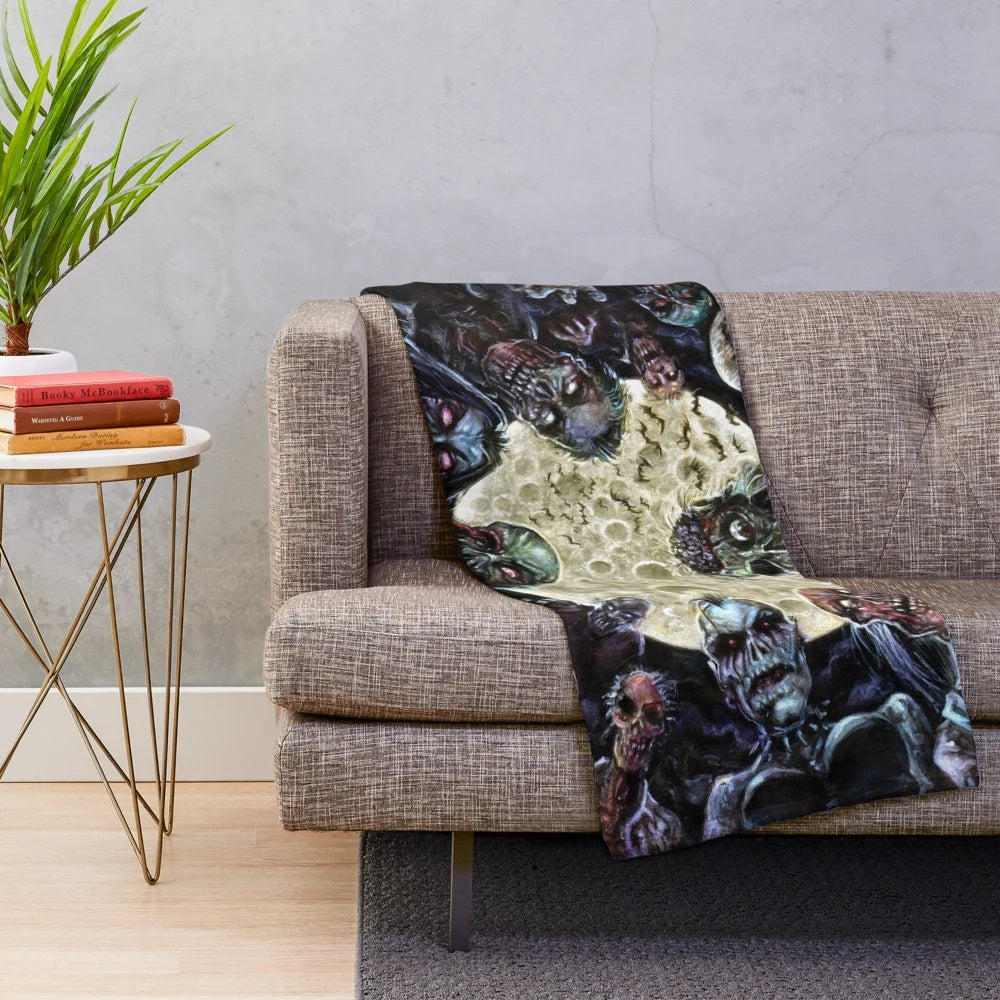 Zombie-themed plush blanket featuring a horde of the living dead
