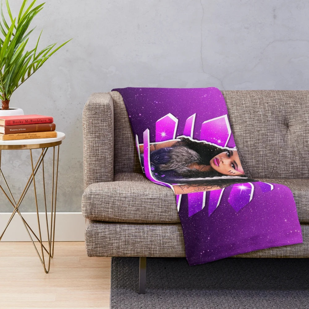 Zombies 3 inspired Willa Power Chandler plush blanket with night sky and stars design