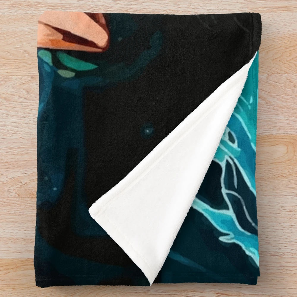 Zoro-inspired plush blanket with anime graphic design