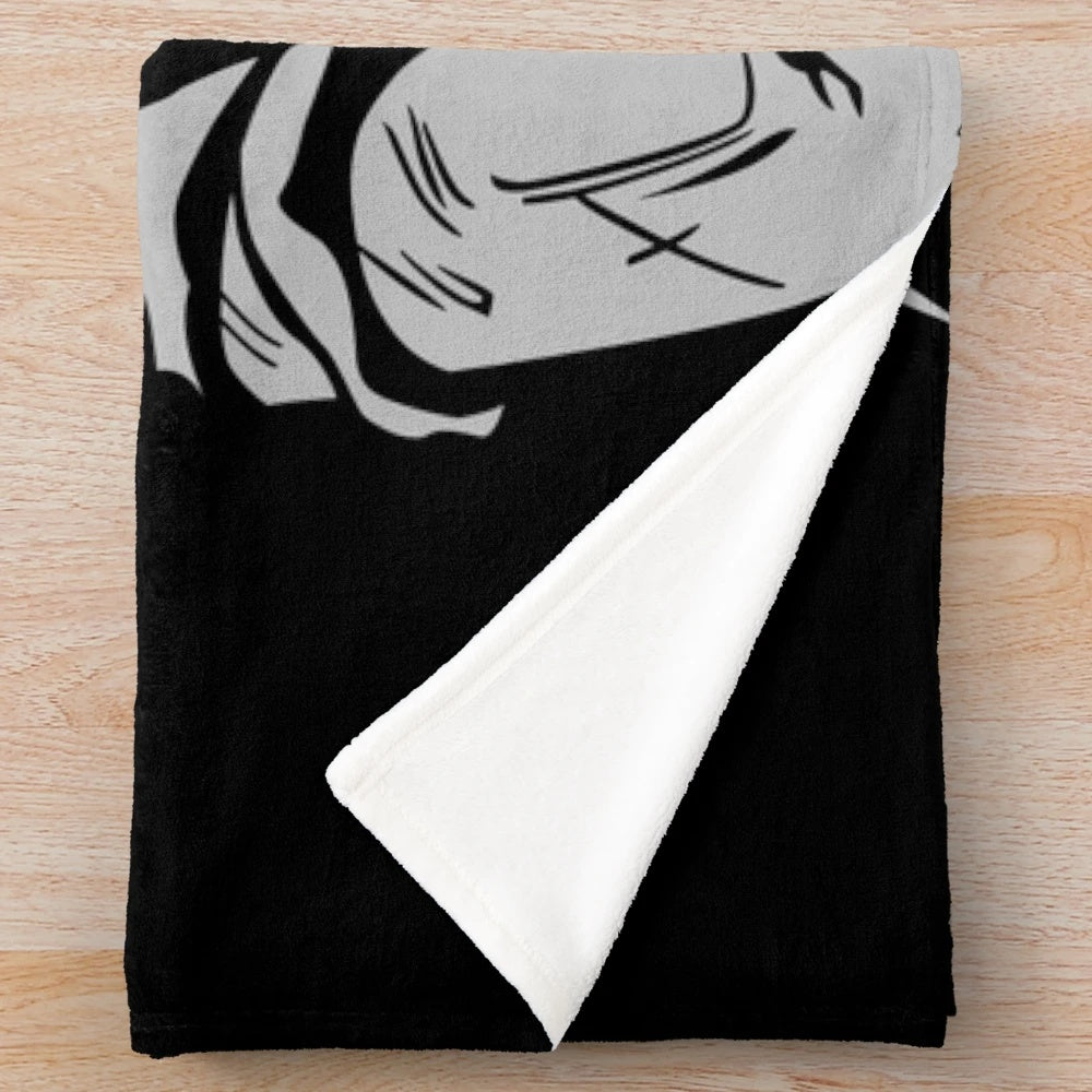 Zoro Roronoa inspired plush blanket featuring the popular One Piece character